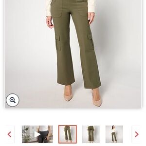 Women with Control Olive Cargo Flare Pants